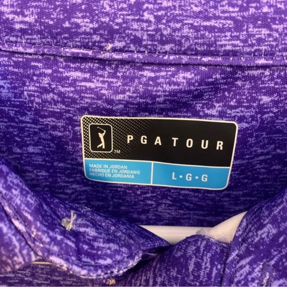 PGA Tour Purple Striped Golf Short Sleeve Shirt - Picture 3 of 5